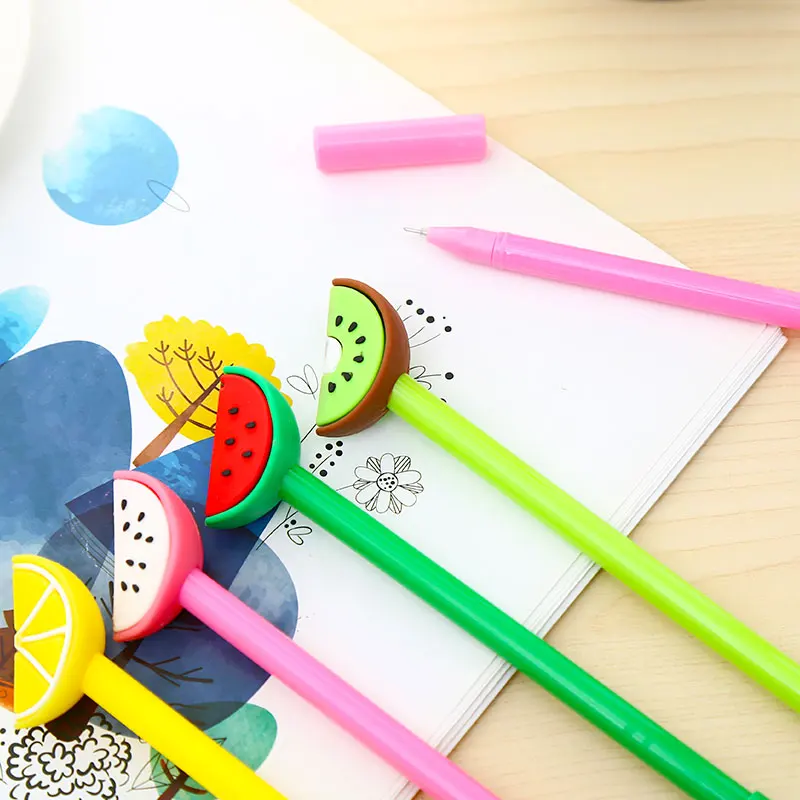 12 шт./компл. корейский тонких листов Kawai Новинка Фрукты гелевые ручки классные