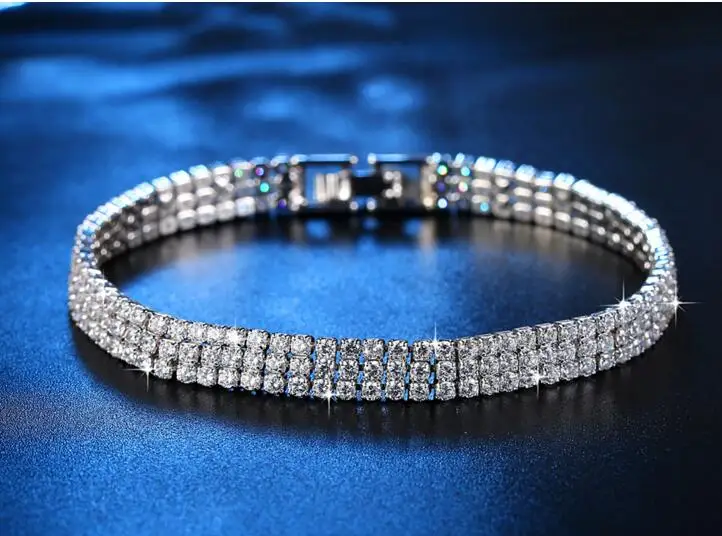 

YAM08 925 Silver Zircon Girls Wedding Dress Bracelet Birthday Party Gift