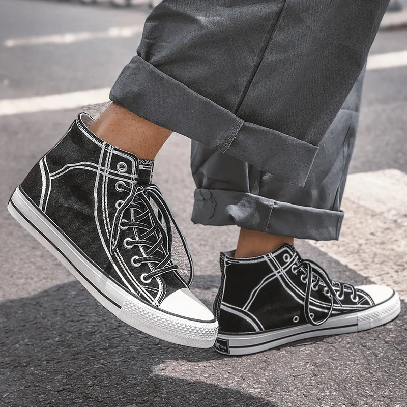 Взрывные модели супер огонь 2019 Высокая парусиновая обувь Тренд уличная clapper