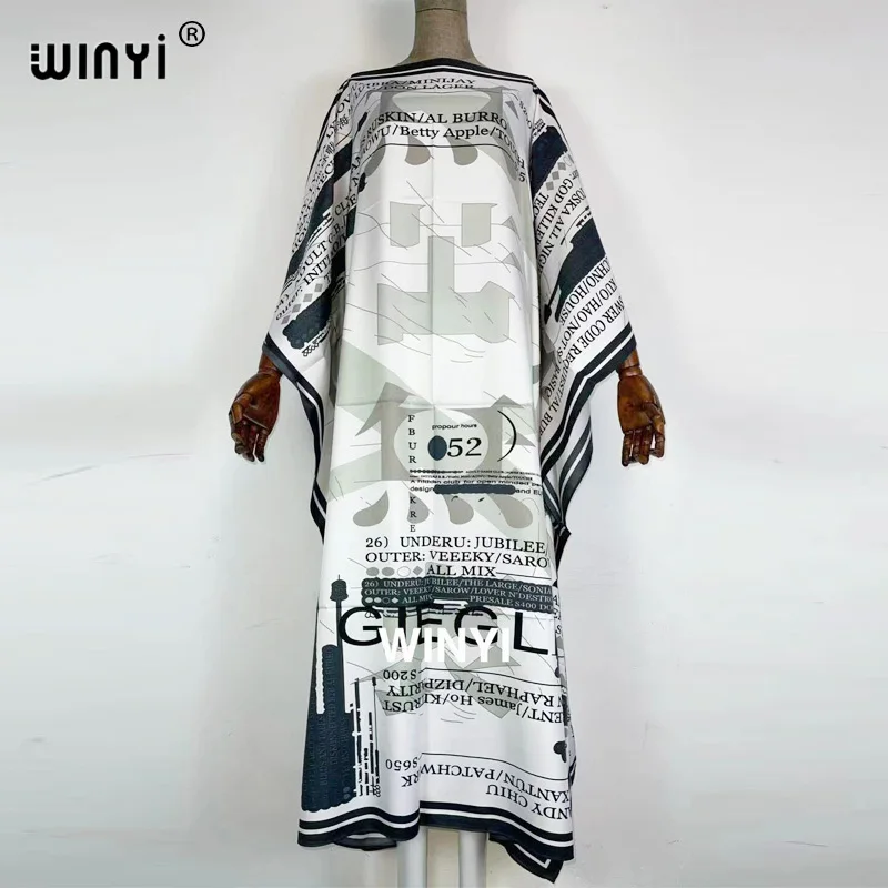 Кувейт модный блоггер рекомендуется популярный Шелковый кафтан с принтом Макси платья свободные летние пляжные богемные кафтан длинное пл...