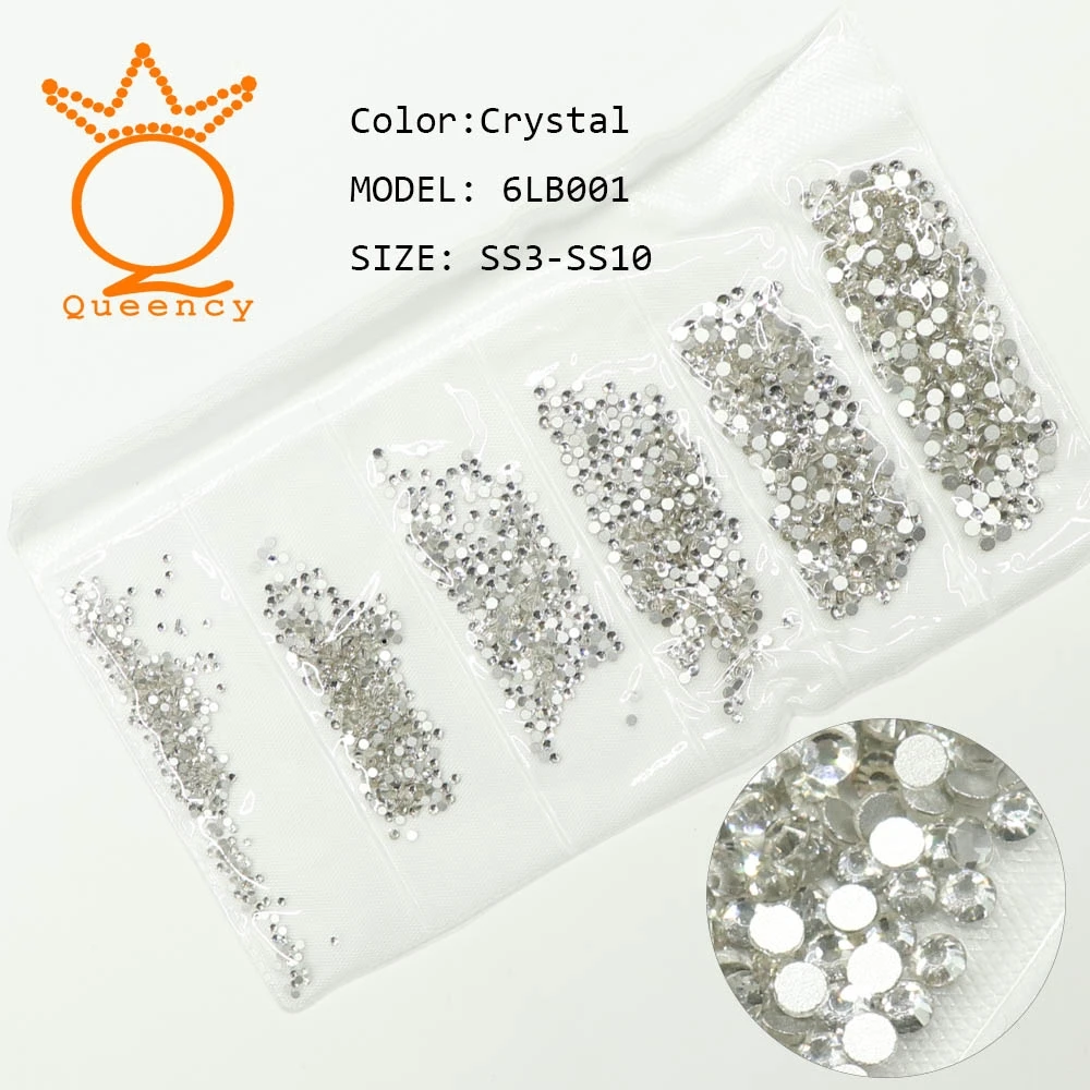 SS3-SS10 clear 1440 шт стеклянные 3D Стразы для дизайна ногтей драгоценные камни для украшения ногтей хрустальные стразы AB Камни SS3-SS10 - Цвет: SS3-SS10 clear