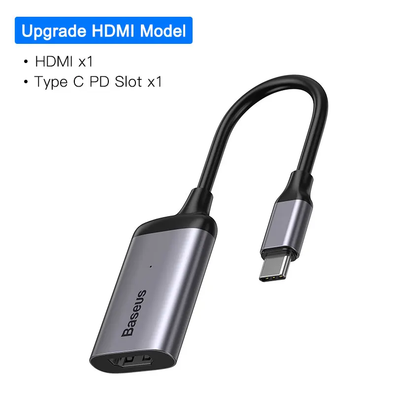 HDMI PD USB HUB Baseus USB C концентратор USB для мульти HDMI USB 3,0 RJ45 Кардер ридер OTG адаптер USB разветвитель для MacBook Pro Air USB док-станция type C концентратор - Цвет: HDMI PD USB HUB