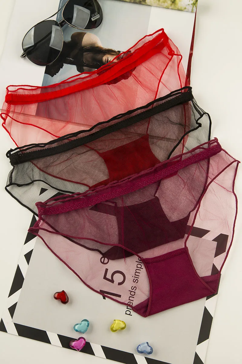 Прозрачные женские сексуальные трусики кружевные стринги ультратонкие Сетчатые