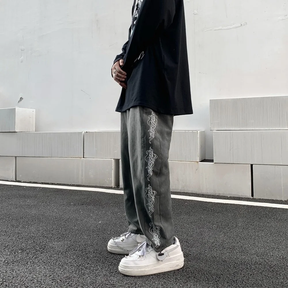 

Casual Pants for Men Letter Print Trousers Loose Vintage Sweatpants Harajuku Jogger Pant 2021 Spring New Fashion Mens Clothing