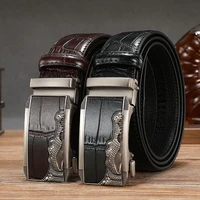 casual men belt 2022 new italian cowhide old vintage crocodile pattern trend all match automatic buckle distinguished youth belt