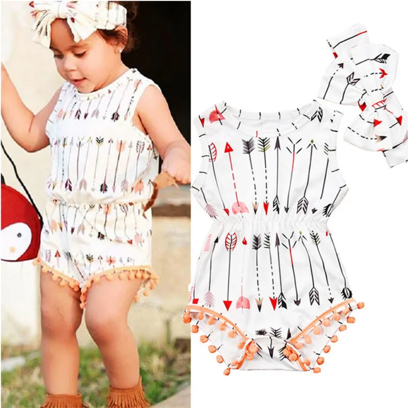 Комплект одежды для маленьких девочек 0 24 м бежевая стрелка летний Цельный