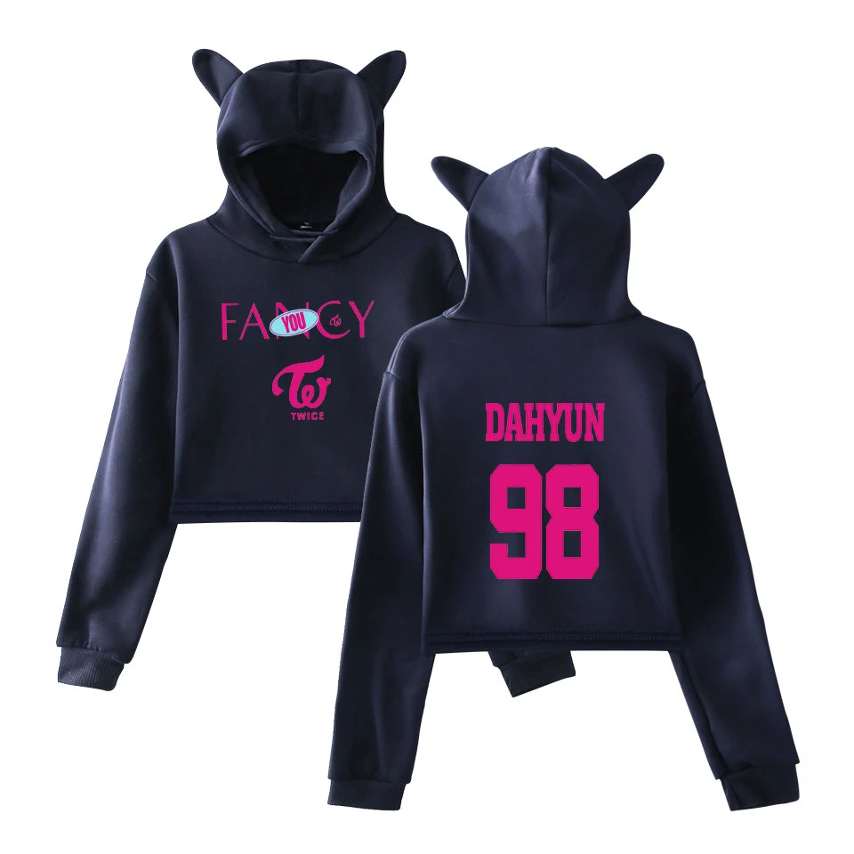 Twice Fancy Crop Топы женские Kpop модные толстовки с принтом корейский стиль два раза