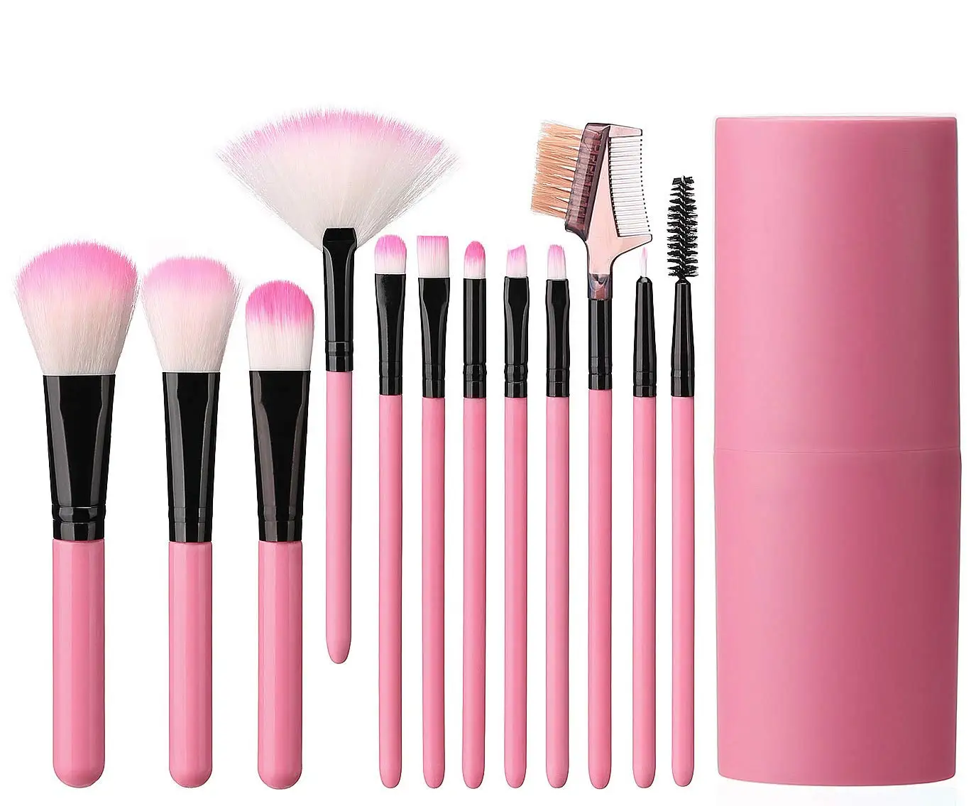 

12 Pcs Makeup Brush Set, Premium Cosmetic Foundation Blending Blush Concealer Eye Shadow, Blush Brush Tools (Pink)