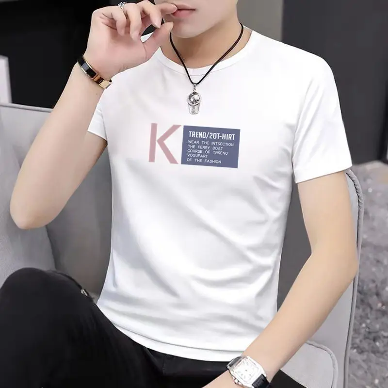 

2021 cotton T-shirt short sleeve men's trend new Korean t-shirt men's fashion versatile top half sleeve summer men's wear