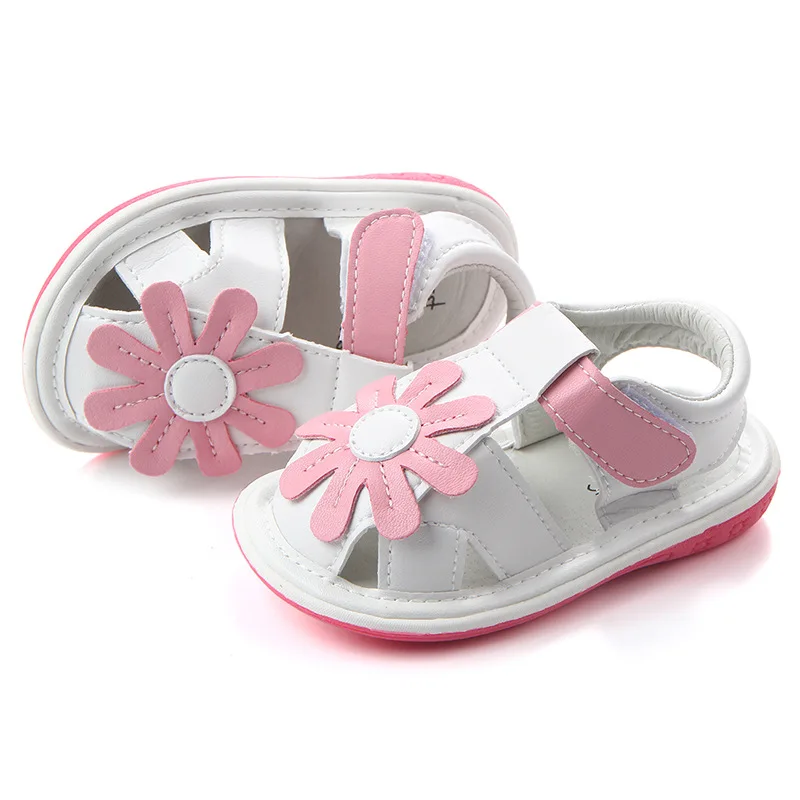 

Baby Sandals Flower Graden Park Summer Outdoor Hook-Loop Flat Rubber Sole Anti-slip Toddler First Walkers Infant Shoes