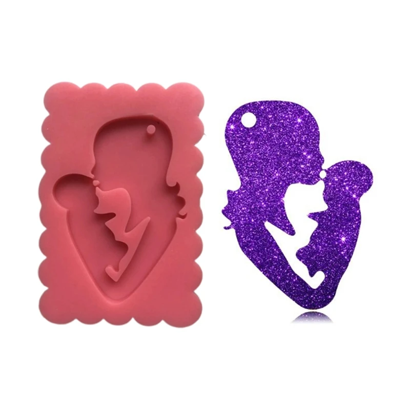 

Super Glossy Mother and Baby Keychain Epoxy Resin Mold Keyring Silicone Mould N58F