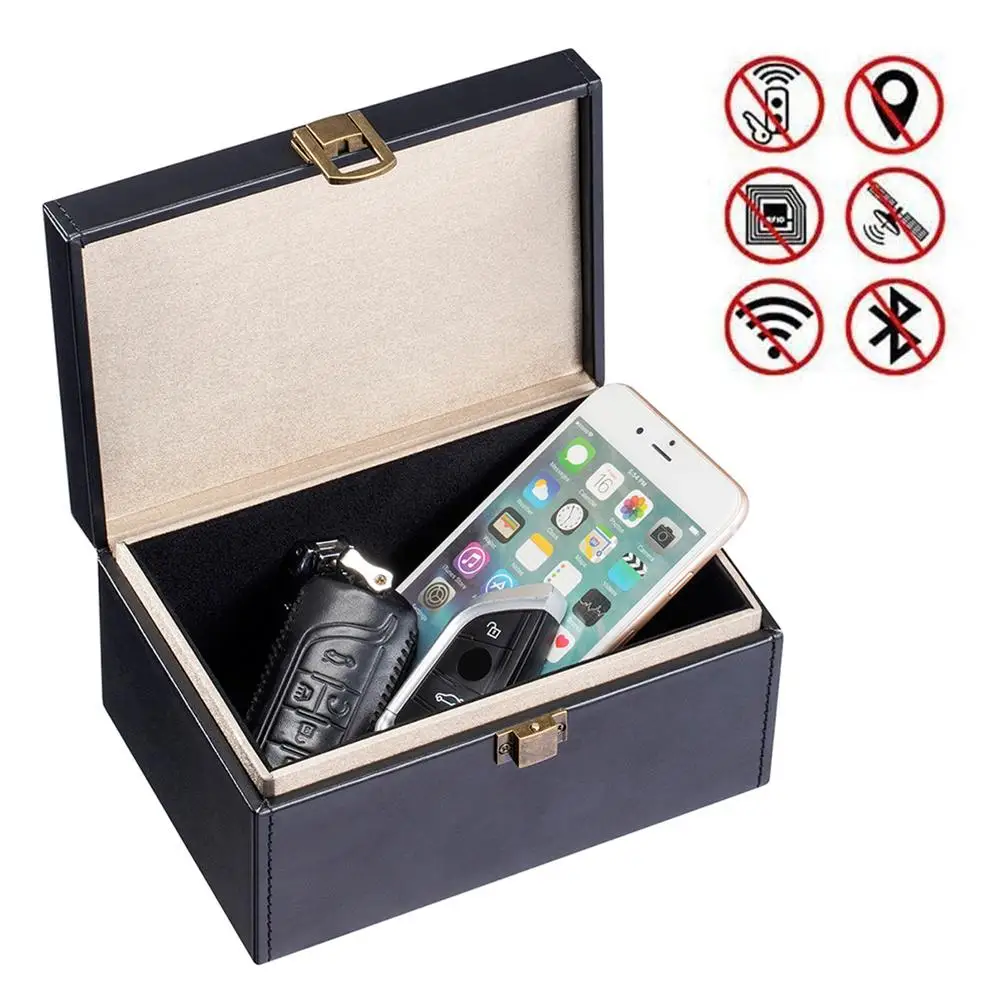Car Key Signal Blocker Box Anti-Theft RFID Signal Blocking Bag Faraday Box For Keyless Car Keys Radiation Protection Cell Phone
