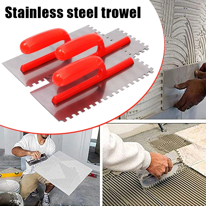 

Новинка, мастерок из нержавеющей стали и цемента с отрезным шпателем, квадратный шпатель с ручкой для стен, пола, плитки