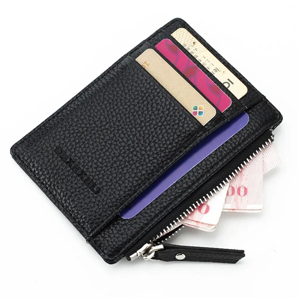

Кожаный держатель для карт, кошелек для женщин и мужчин, тонкая деловая сумка для карт, клатч для удостоверения личности, банковской и креди...