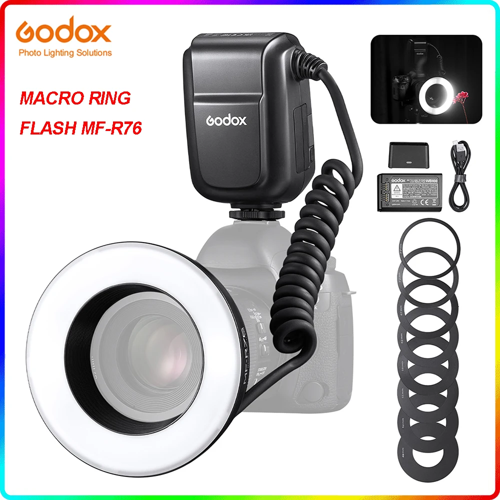 

Вспышка кольцевая светодиодная для макросъемки, 5000 К, для камер Sony, Canon, Nikon, 5D, 6D, 7D, A7MIV, A6600, ZFC