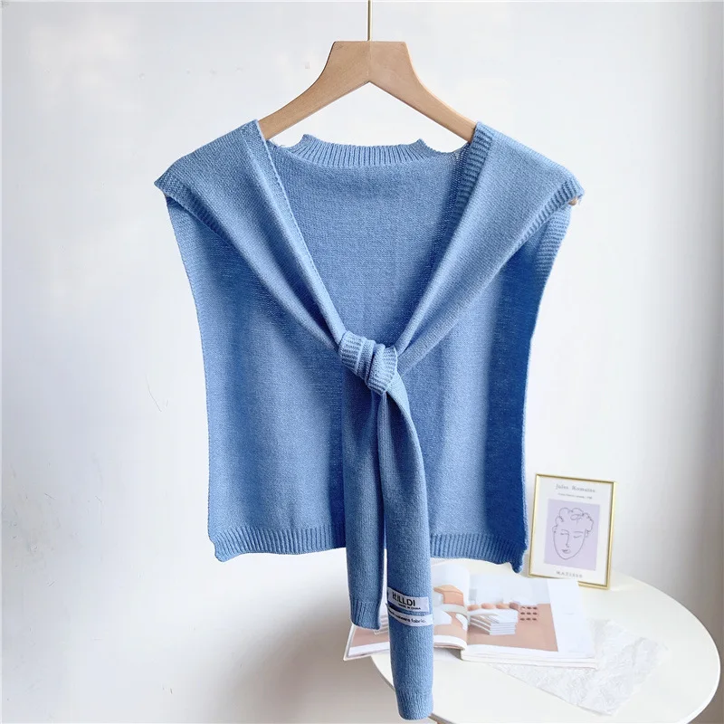 

Women Summer Shirt Fake Collars Shoulders Warm Small Shawl Korean Knitted False Collar Scarf Women's Neck Detachable Collar