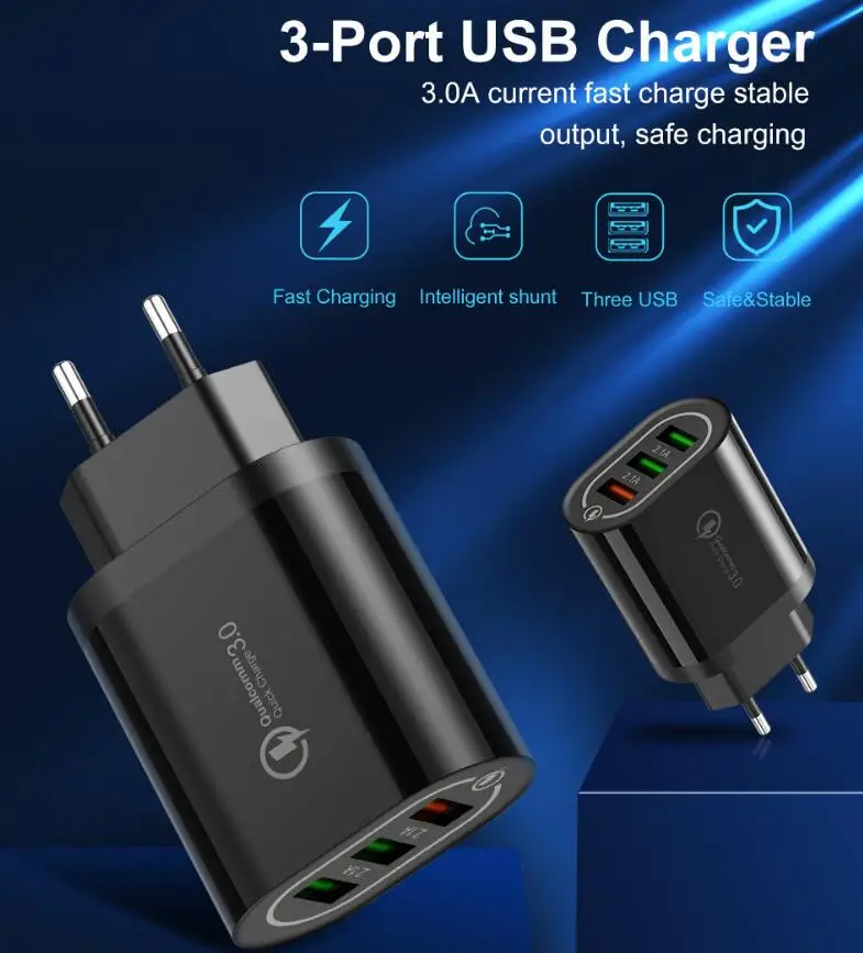 Стандартное быстрое зарядное устройство стандарта США и ЕС QC18w3.0 быстрая зарядка