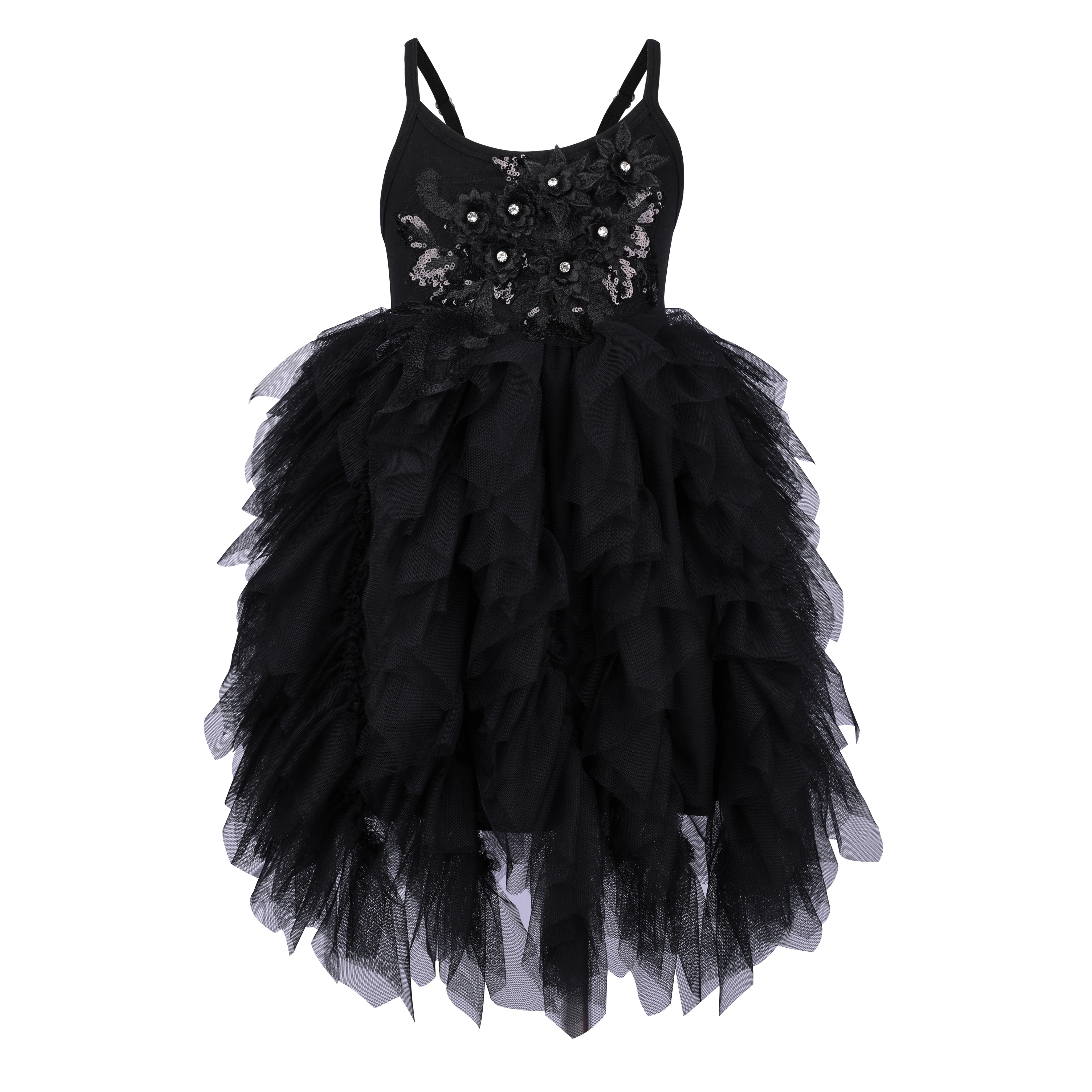 Flofallzique Black Baby Girl Dress Sleeveless Kids Clothes Wedding Party Princess Tutu Sashes Frock For Children 1-8Year | Детская