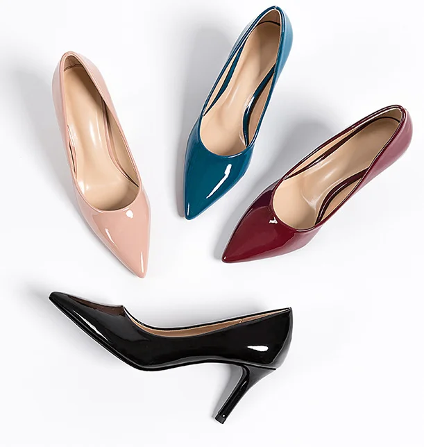 

Fashion Leather High Hee Pumps Pointed Toe Work Pump Stiletto Woman Shoes Wedding Shoes Office Career Elegant Pumps Larger size