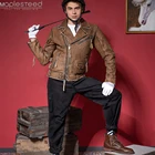 Косуха Винтажная мотоциклетная куртка облегающая Толстая мужская кожаная куртка Байкерская мотоциклетная куртка из 100% воловьей кожи мужское кожаное пальто зимнее теплое M455