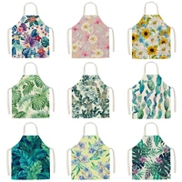 1pcs tropical leaf aprons for women floral pattern kitchen apron waterproof cooking oil proof home cleaning tools
