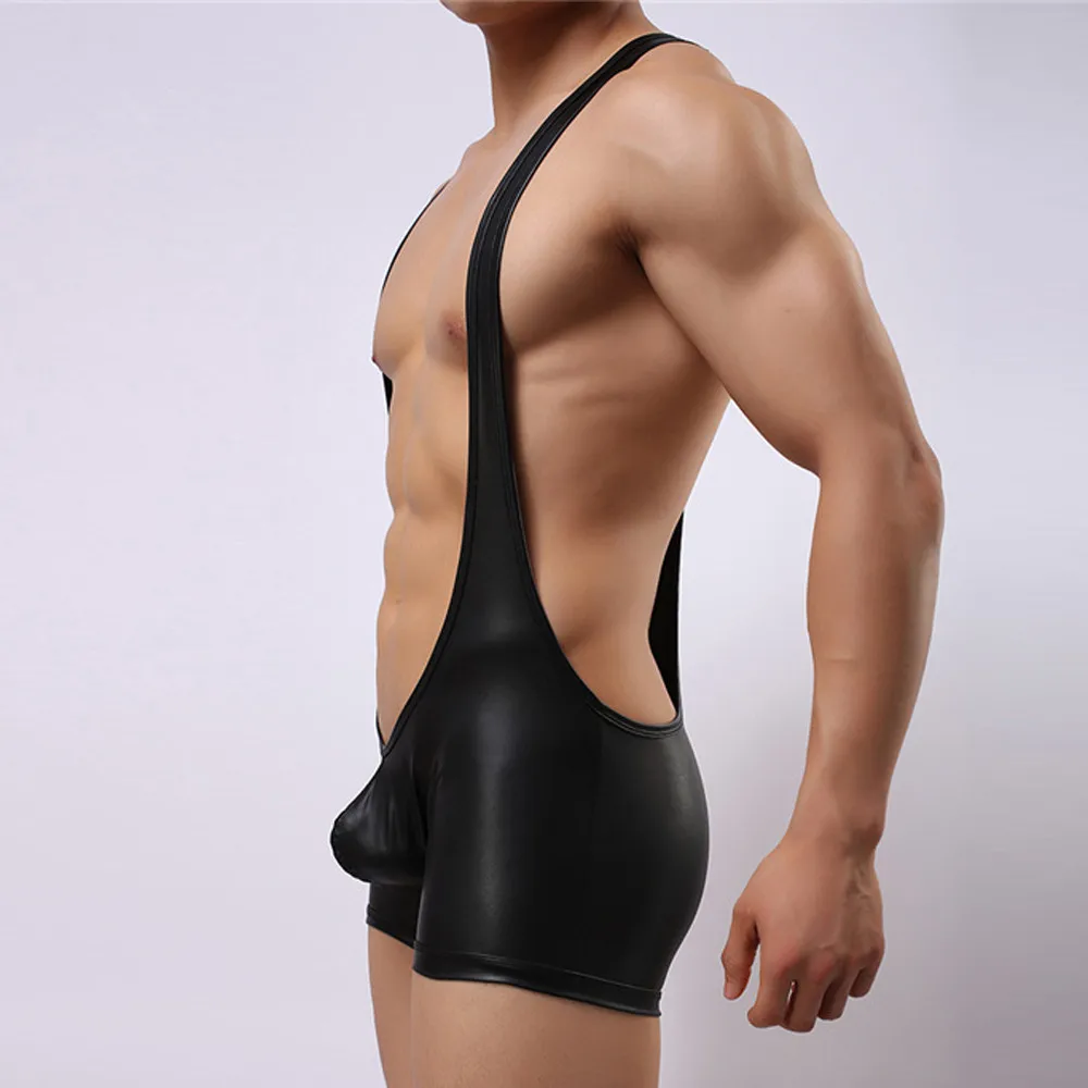 Tanga Hombre мужское сексуальное боксерское трико из искусственной кожи PU гибкий