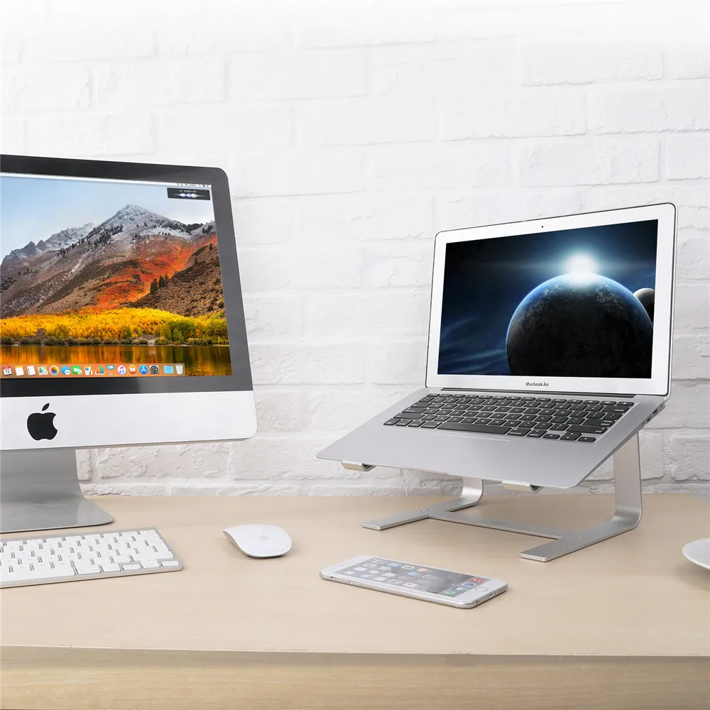 aluminum laptop stand for desk ergonomic laptop riser holder bracket sleek and sturdy macbook pro notebook computer accessories free global shipping