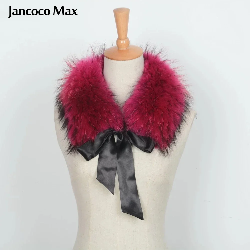 Jancoco Max женский шарф из натурального меха воротник енота зимнее пальто Обрезка с