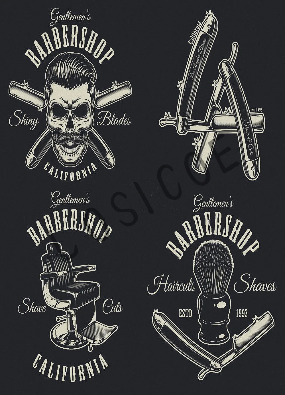 Парикмахерские инструменты для бритья парикмахерские татуировки плакаты крафт