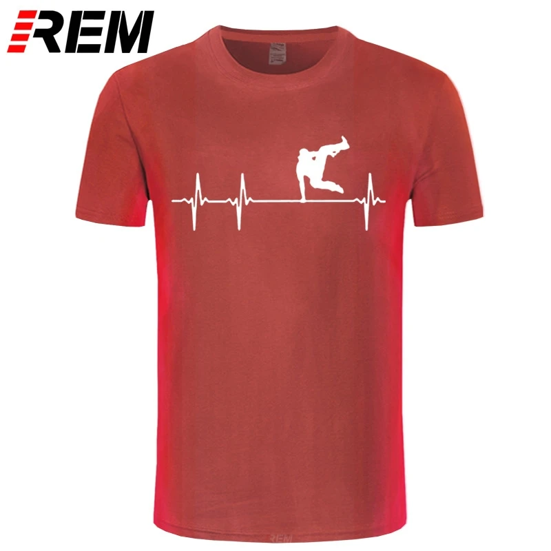 

REM Parkour Freerunning Heartbeat T Shirt Funny Parkour Runner T-Shirt Summer Style Men Brand Printed 100% Cotton Tee shirt