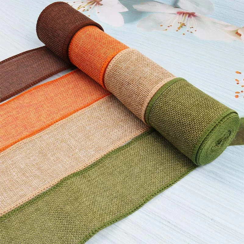 3M/Roll 6cm Width Handmade Linen Ribbon Burlap Wired Rolls Trims Tape DIY Material Wedding Party Crafts Gift Packaging | Дом и сад