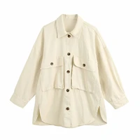 womens jackets and coats womens casual jacket autumn new style casual double pocket loose bat sleeve jacket jacket blouse