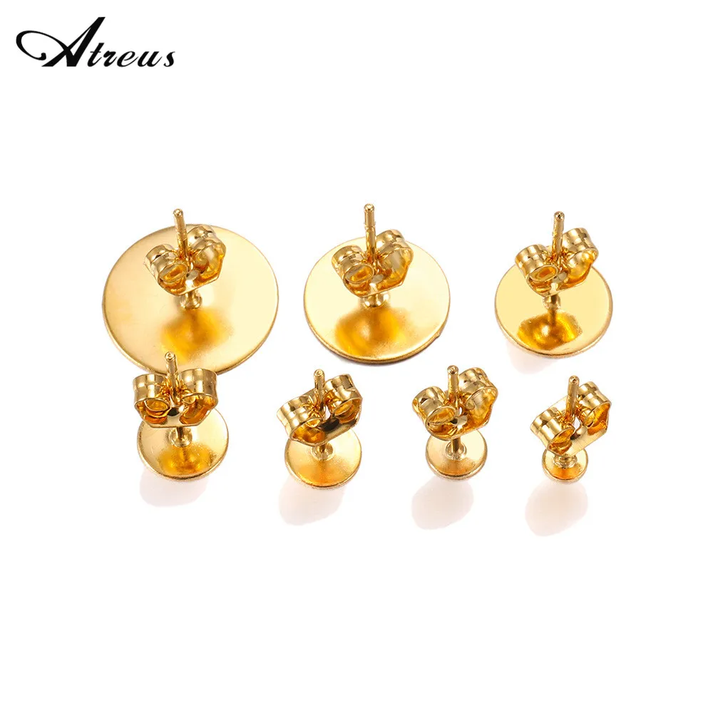 Основа для сережек-гвоздиков из нержавеющей стали с золотым покрытием 20-100