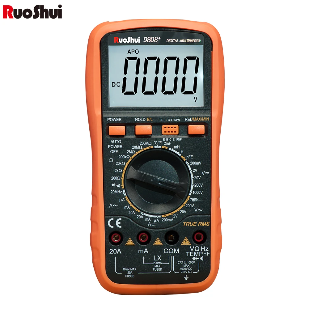 Мультиметр RuoShui 9808+ Высокоточный цифровой емкость 2000 мкФ 10 МГц частота измерения температуры и индуктивности с LCR