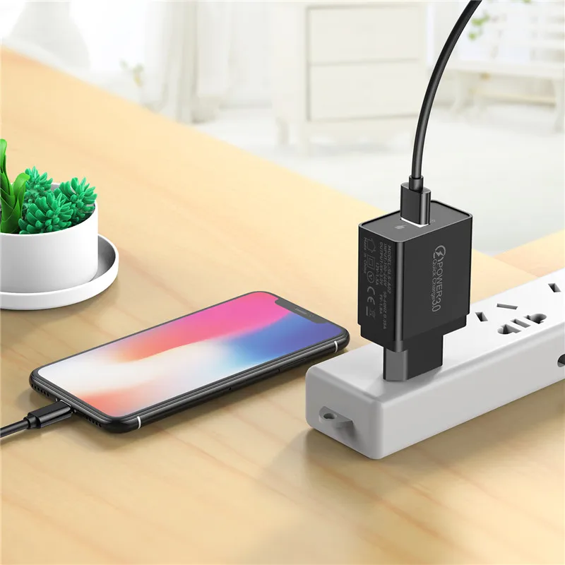 USLION 3A EU Plug USB зарядное устройство Быстрая зарядка 3,0 быстрый мобильный телефон настенные зарядные устройства для iPhone XS X 8 7 samsung Note 9 S9 S10 huawei
