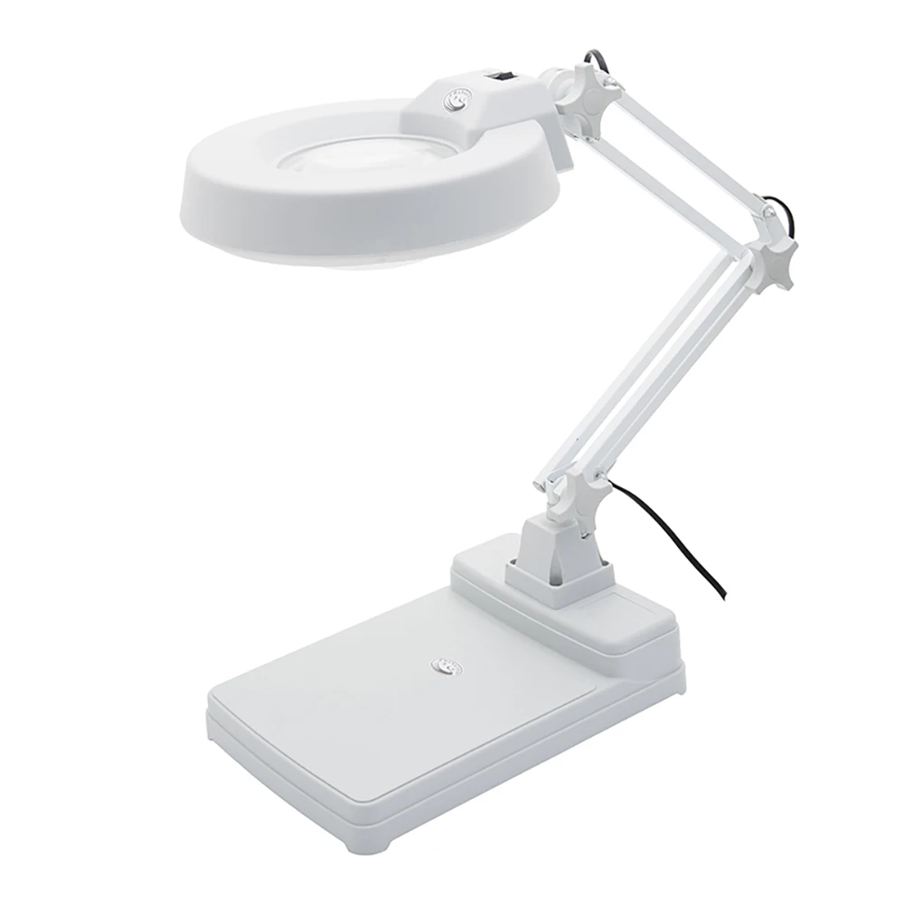 

LT-86C Adjustable Desktop Magnifying Glass Lamp Long Arm Light on/Off with LED Light Plastic Magnifying Glass 5X, 10X, 20X