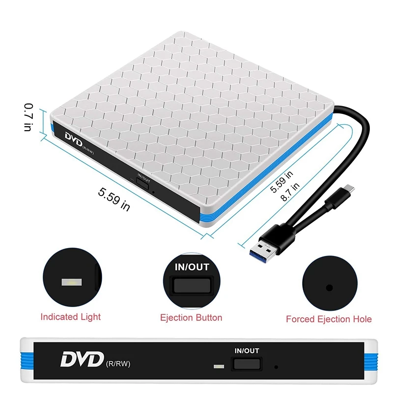 Внешний DVD CD Привод с USB 3 0 и Type-C | Компьютеры офис