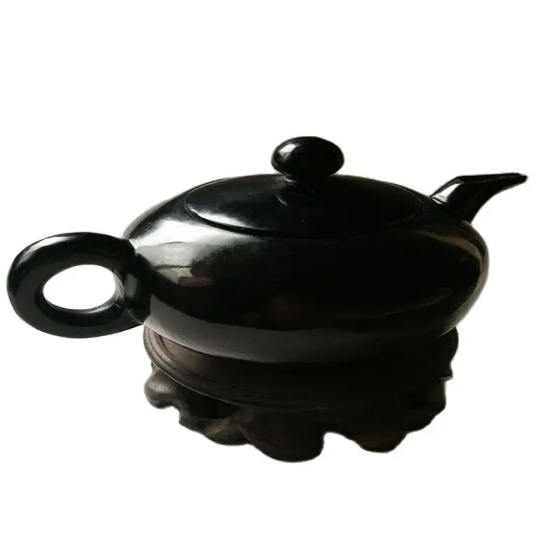 Натуральный черный нефрит ручной чашка с резьбой китайский резьба нефрита