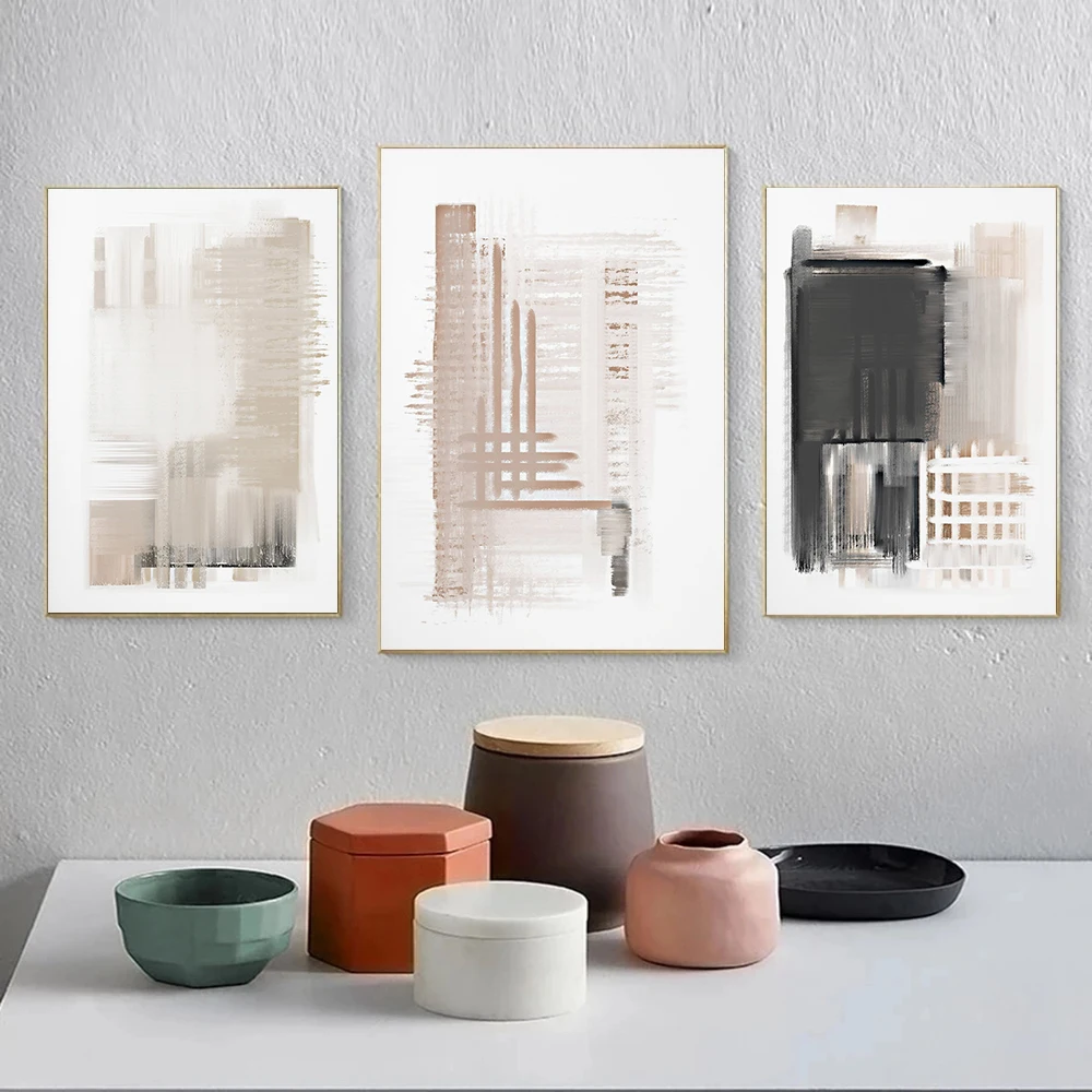 

Minimalist Abstract Poster Brush Strokes Black and White Ink Canvas Painting Nordic Neutral Wall Art Print Morden Picture Decor