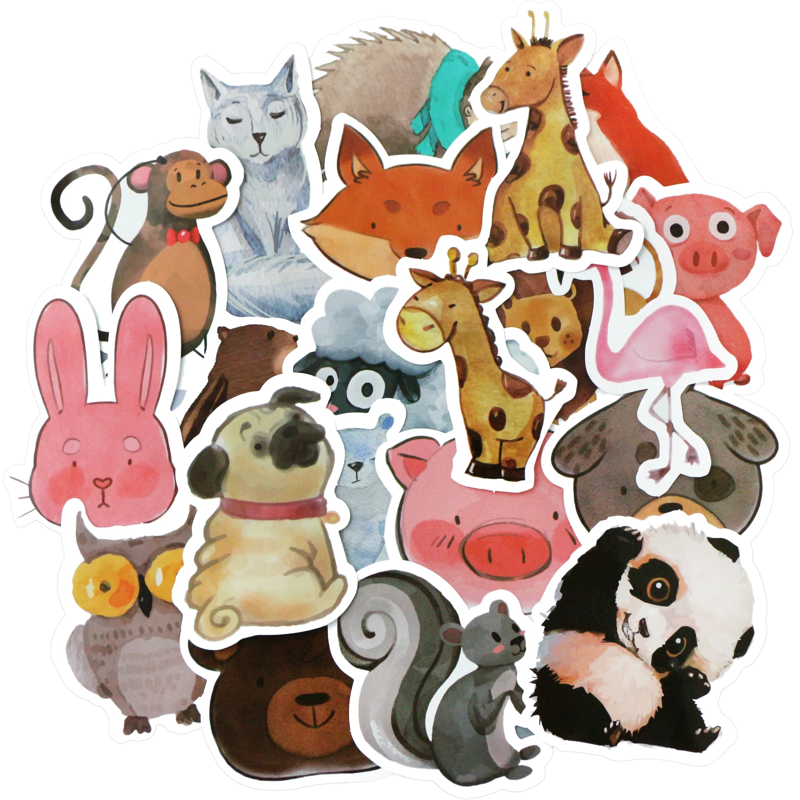 50 шт. акварельные наклейки с животными милый мультфильм образовательная игрушка