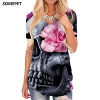 somepet skull t shirt women flower tshirts printed galaxy funny t shirts rock v neck tshirt womens clothing summer cool