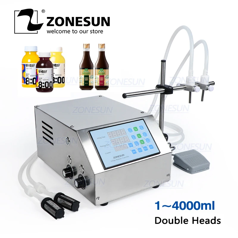 Машина для розлива жидкости ZONESUN 1 4000 мл наполнитель флаконов с двумя соплами воды