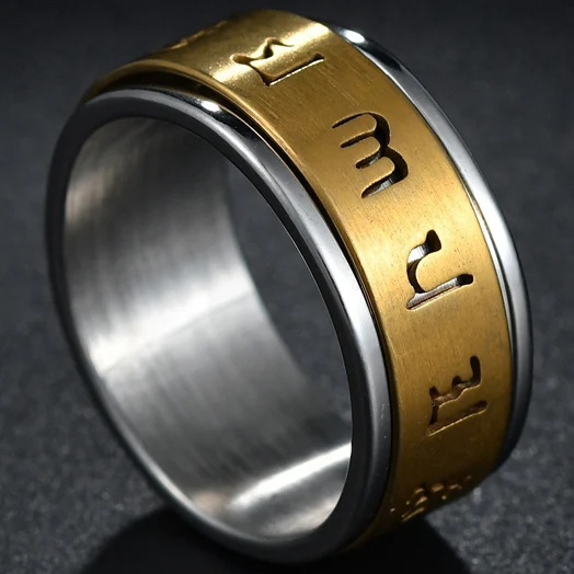 10MM Rotable Gold MeMolissa мужское кольцо пожарного из нержавеющей стали, тонкое кольцо с голубой линией, высокое качество, кольца с красной линией, Прямая поставка - Цвет основного камня: 10MM Rotable Gold