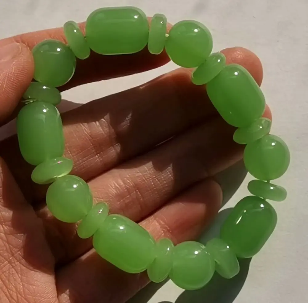 

12 pcs green color glass beads bracelet fashion jewelry