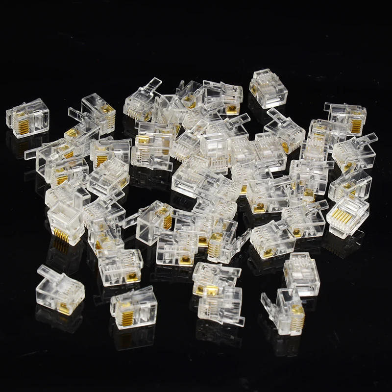 50 шт./лот RJ11 RJ12 разъем 6P6C 6 шпильки правая Пряжка кабельный разъем DIY Кристалл головы Ethernet телефон модульный разъем Jack