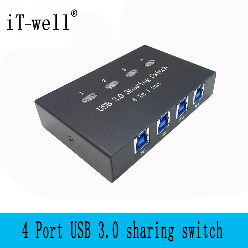 Коммутатор KVM коммутатор IT well USB 3 0 с общим доступом адаптер 4 совместное