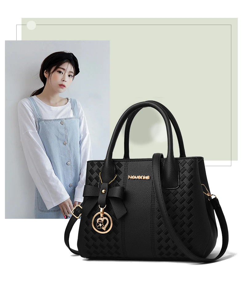 

2019 New Arrival Women's Bag Design Bow Embroidery Simple Style Handbag High Quality Leather Handbag Casual Solid Color CXF264