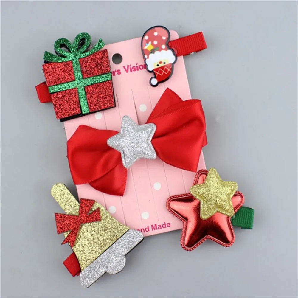 

5Pcs/Lot New Style Fashion Children Cute Christmas Decorate Hairpins Multi-Type Glove Tree Girls Decoration Hair Accessories