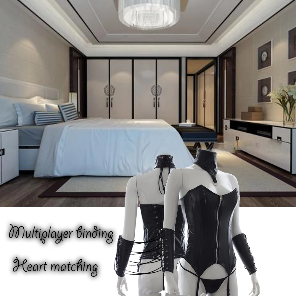 Женский Секс Связывание Straitjacket наручные манжеты нижнее белье Шея крышка жгут