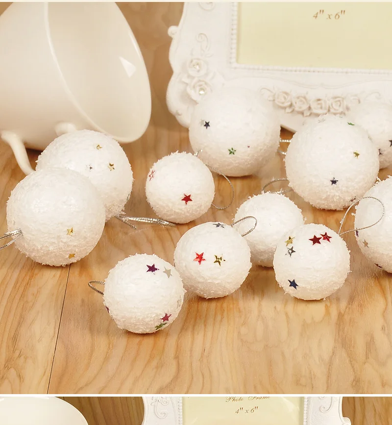 Белый 6 шт рождественские DIY снежные шары вечерние украшения для рождественской елки висячие украшения 50 мм Елочная игрушка с орнаментом красочные звезды
